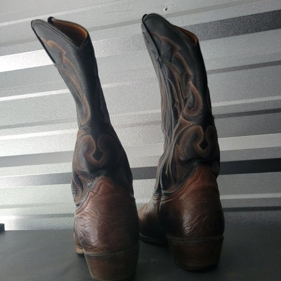 Nocona Boots Cowboy Made In USA Brown Black Mens Size 9 D - Picture 4 of 6